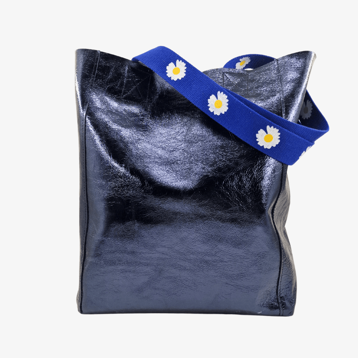 Tote Bag Leder LAGOS | Metallic Blau