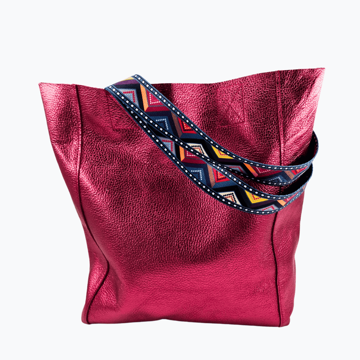 Tote Bag Leder ALMA | Metallic Pink