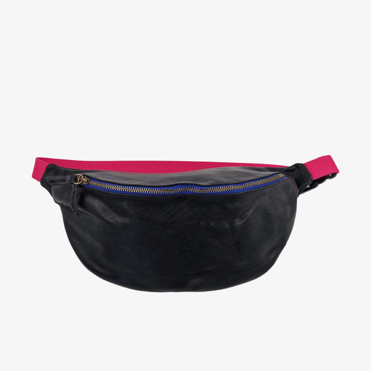 Bauchtasche Leder BRAGA | Schwarz & Pink