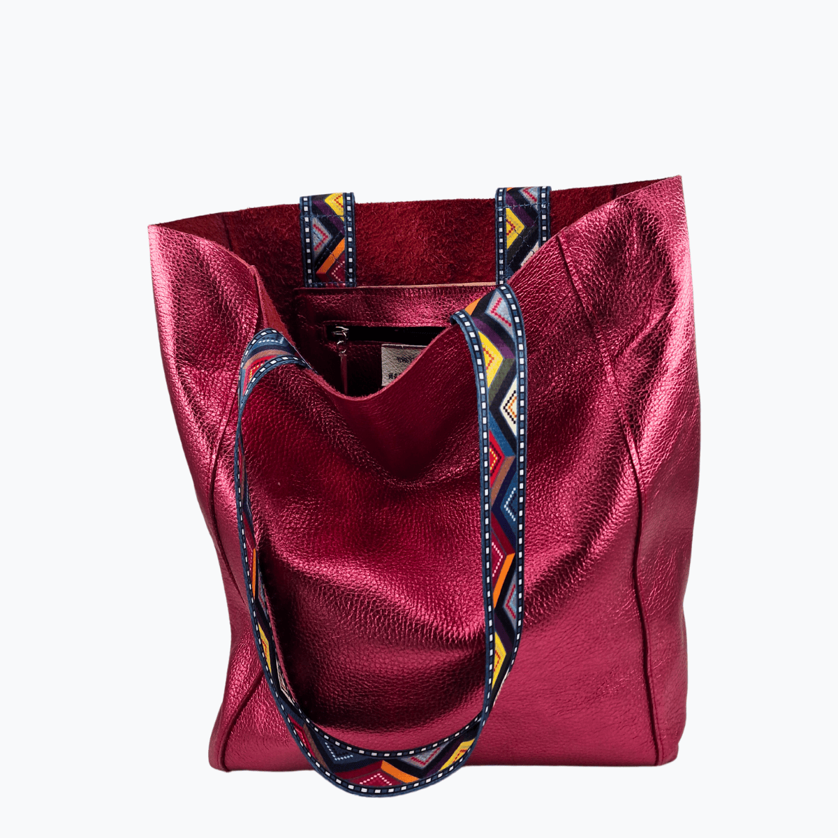 Tote Bag Leder ALMA | Metallic Pink