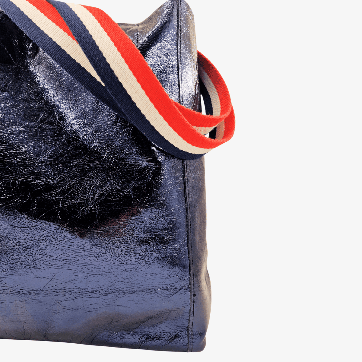 Tote Bag Leder OSLO | Metallic Blau