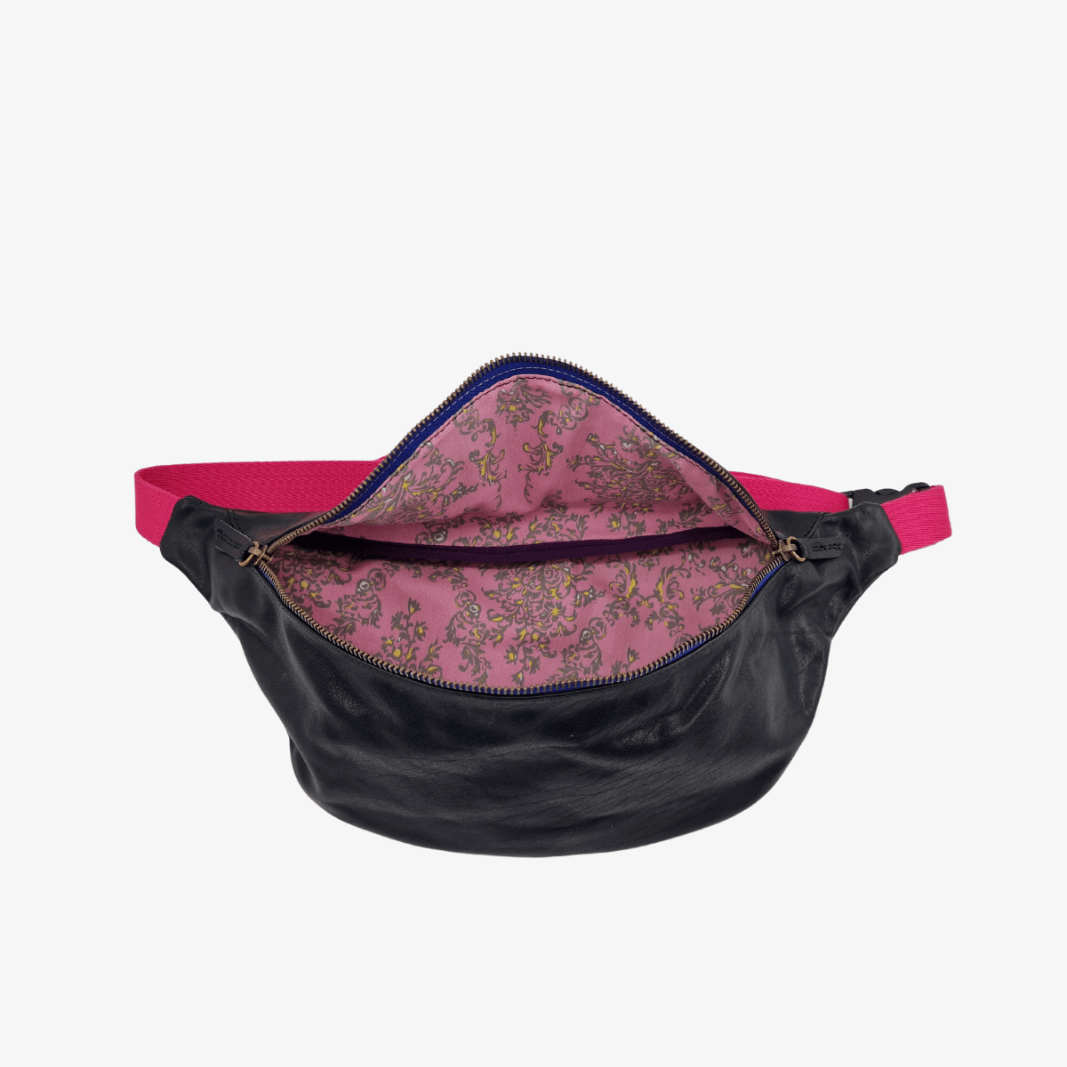 Bauchtasche Leder BRAGA | Schwarz & Pink