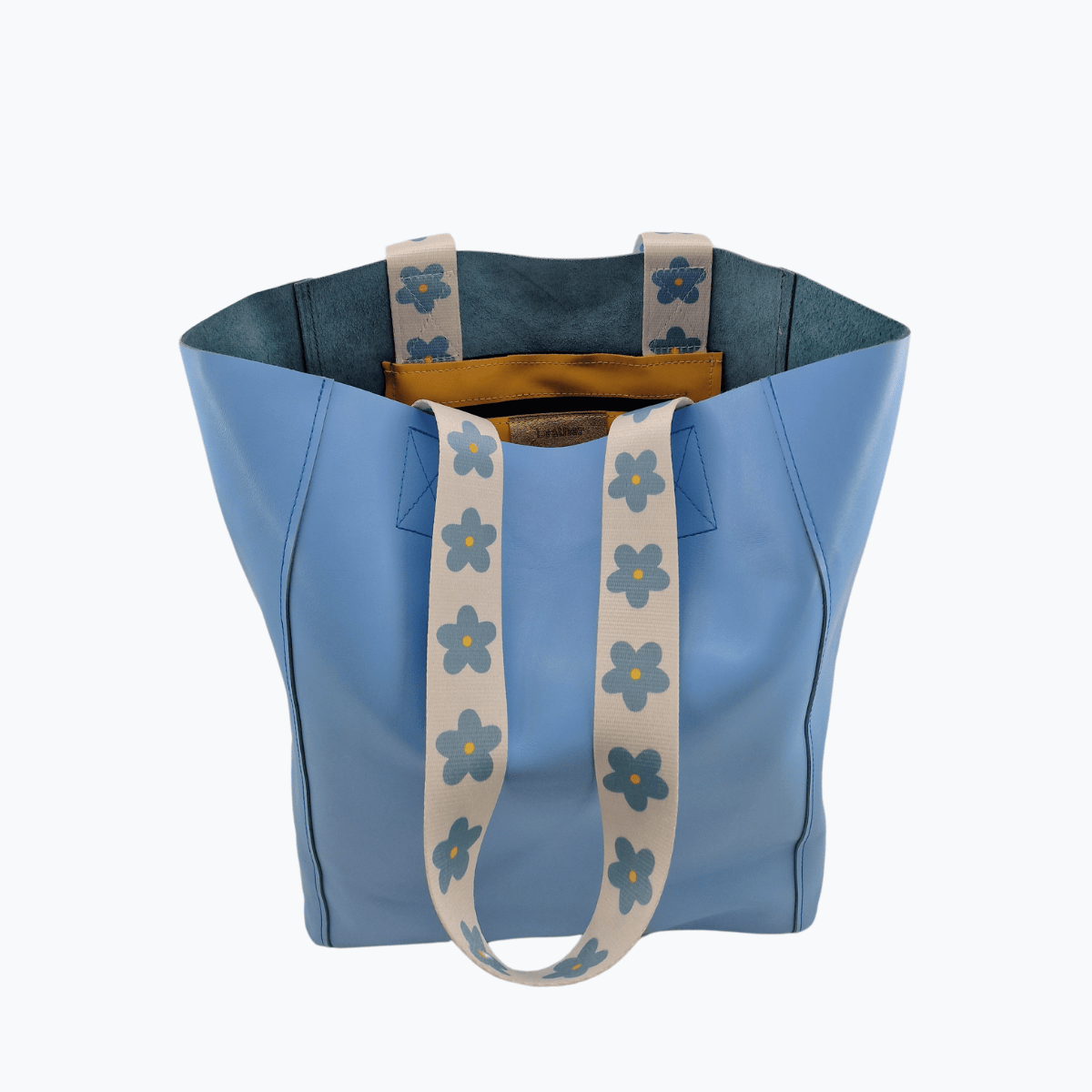 Tote Bag Leder RAVEN | Hellblau