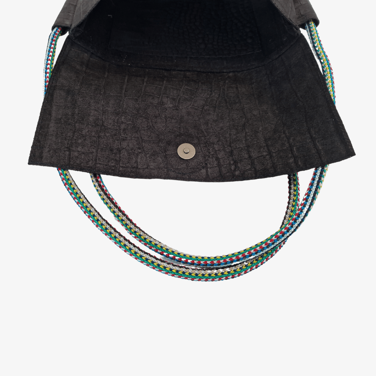 Umhängetasche Leder VIANA | Kroko Schwarz