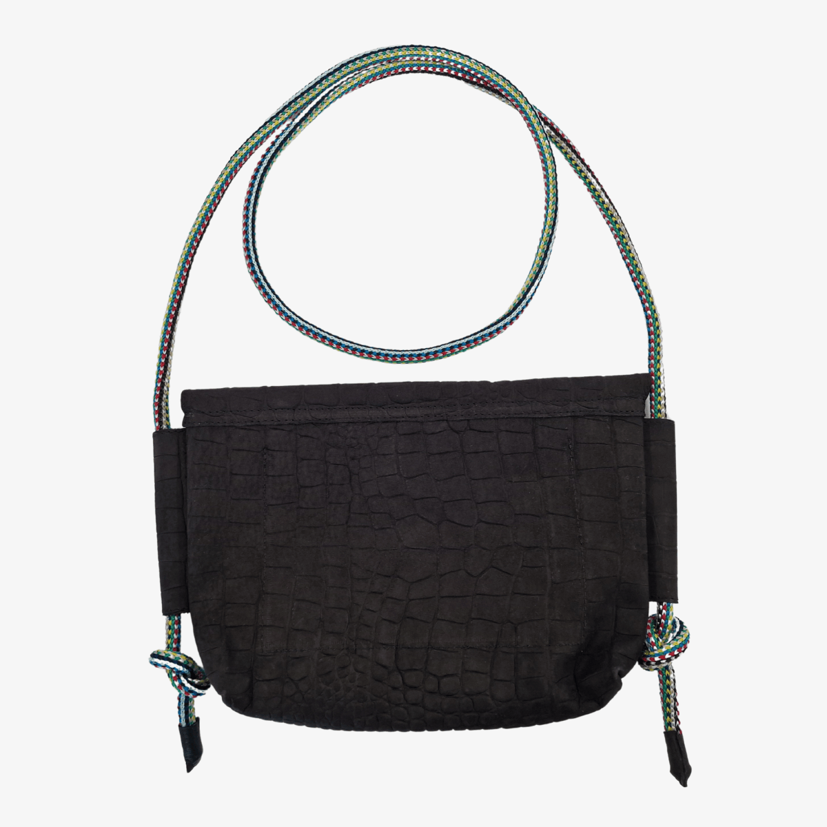 Umhängetasche Leder VIANA | Kroko Schwarz